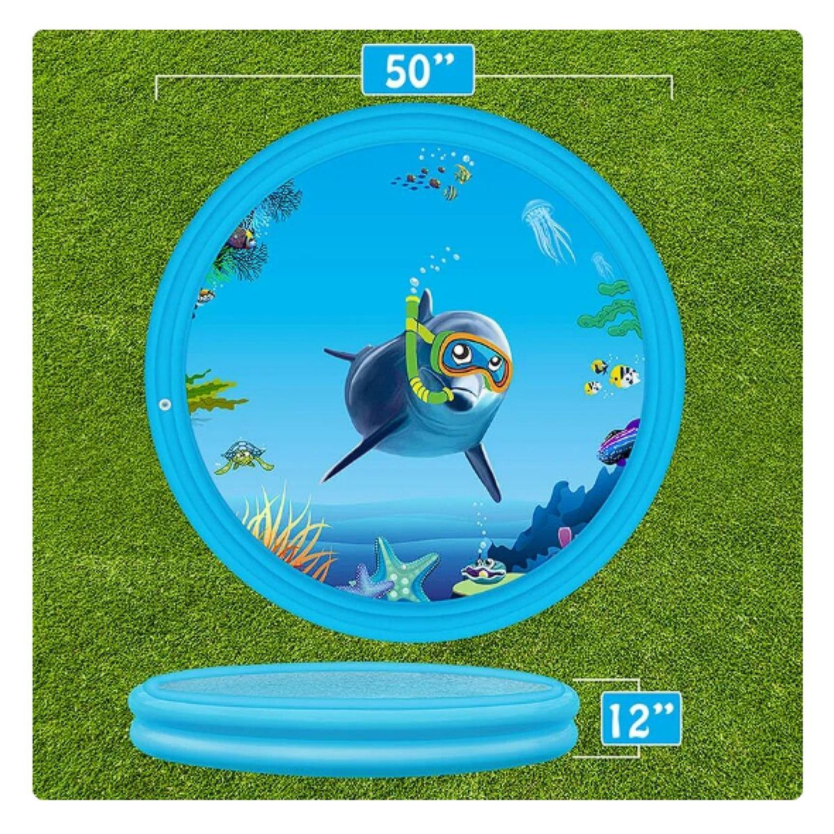 GENERICO - Piscina Inflable Lanza Agua Redonda 120x30cm Azul Infantil