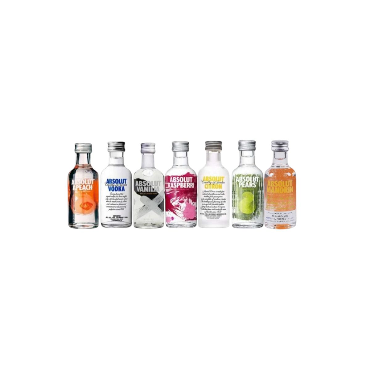 ABSOLUT VODKA - 7 Miniaturas Absolut Sabores 50 ml Vidrio