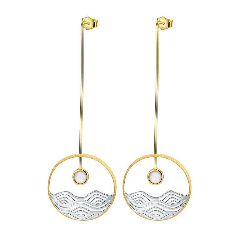 GENERICO - Aros Puesta de Sol Gold - Plata 925 - Azul Zafira