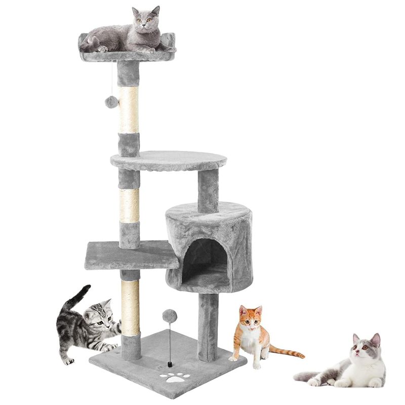 KOBA - Rascador Arbol Para Gatos Caseros Torre Con Yute 116cm Gris