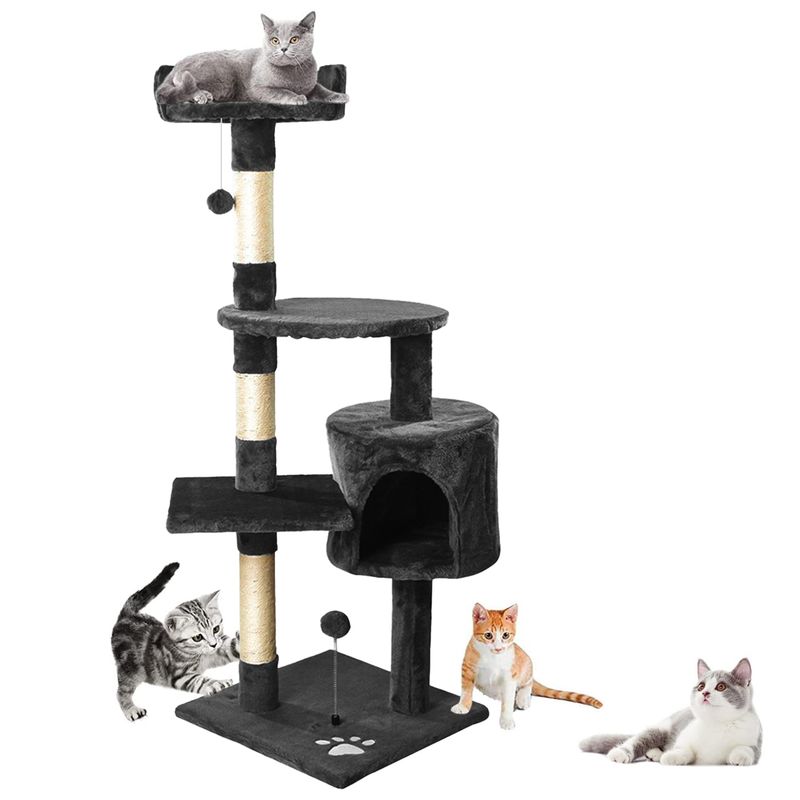 KOBA - Rascador Arbol Para Gatos Caseros Torre Yute 116cm Marengo