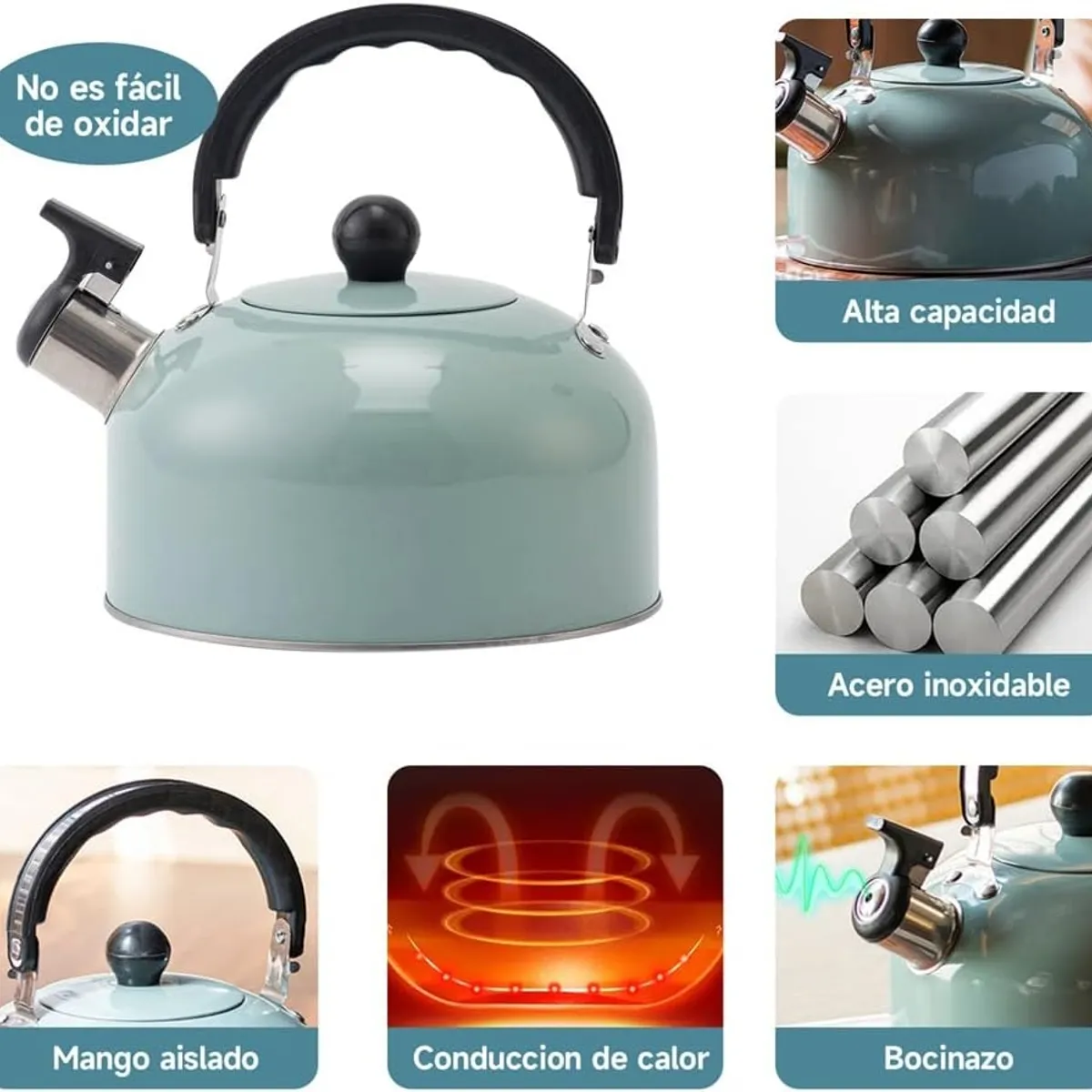 BLUEDREAMER - tetera de acero inoxidable tetera con silbato