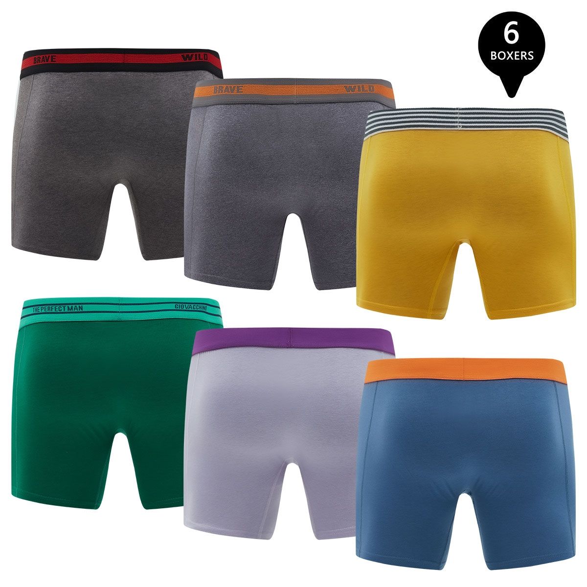 GIOVACCHINO - Pack de 6 Boxer Medio Algodon Hombre.