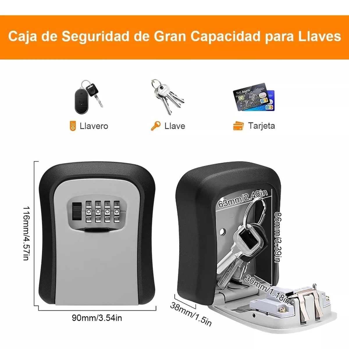 BLUEDREAMER - Caja De Almacenamiento De Llaves Montada En La Pared Password Storage Box