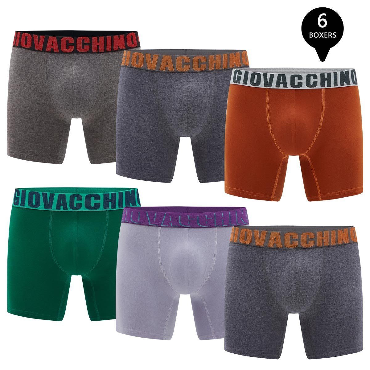 GIOVACCHINO - Pack de 6 Boxer Medio Algodon Hombre.
