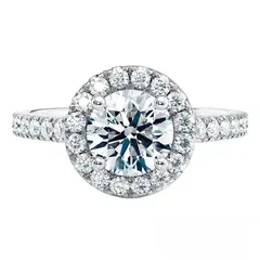 BOOMZAIR - ANILLO DE COMPROMISO HALO CON MOISSANITA 2 CT D VVS1