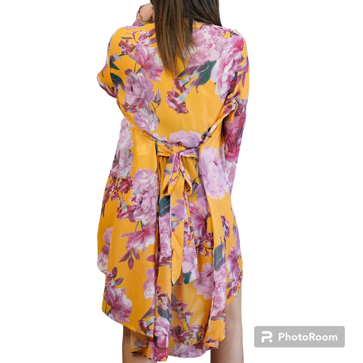 LUNA - Salida De Baño Mujer Tapado Floreado Amarillo