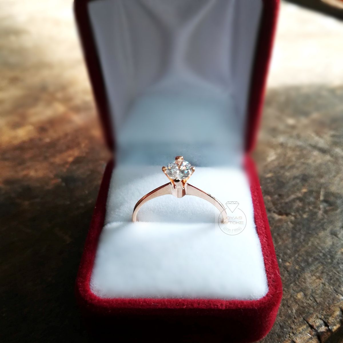 JOYAS MYTOKE - Anillo Solitario Oro 18 Kilates Rosado Circon Novia Amor