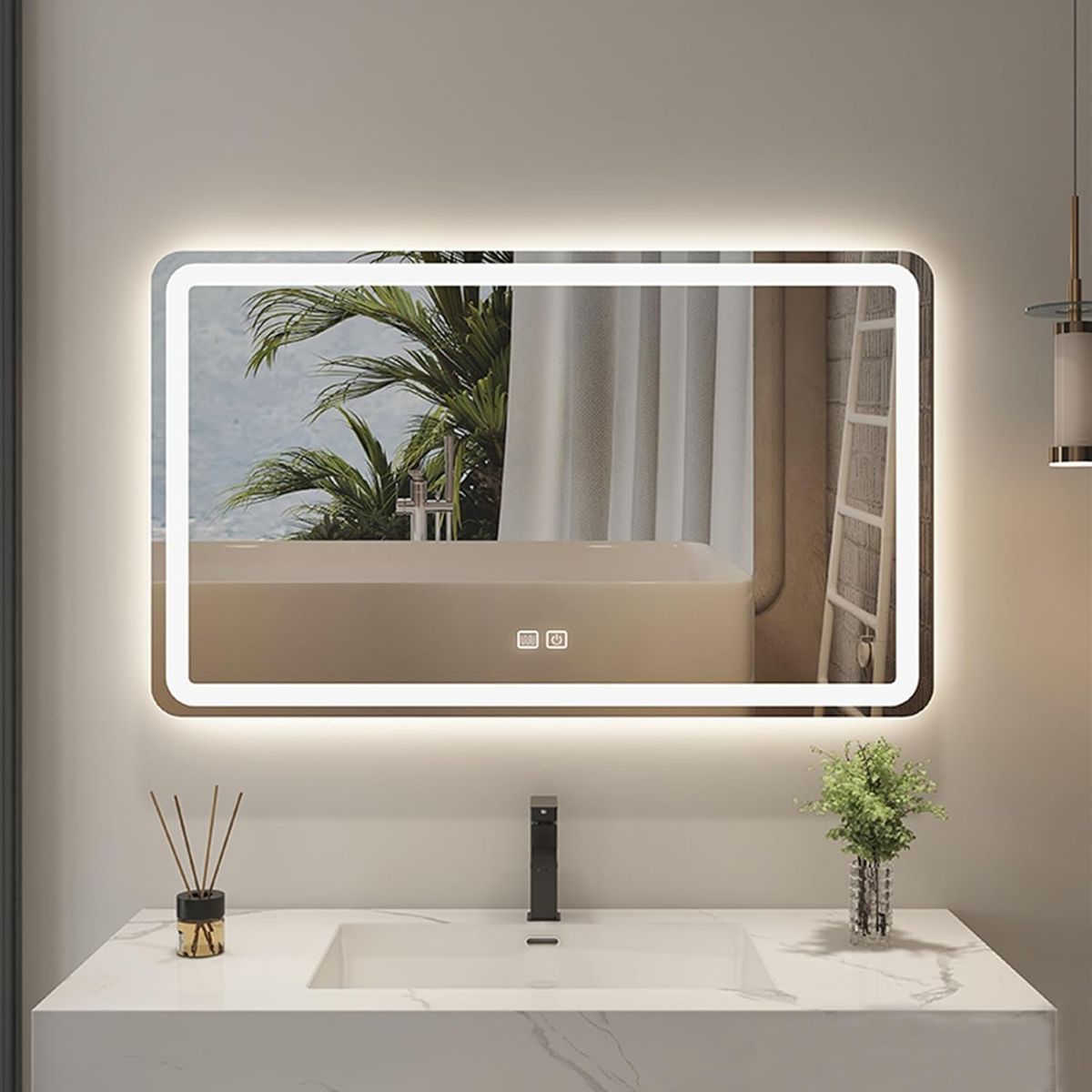 BLUEDREAMER - Espejo con Luz LED Touch para Baños Anti-Niebla 100x80 cm