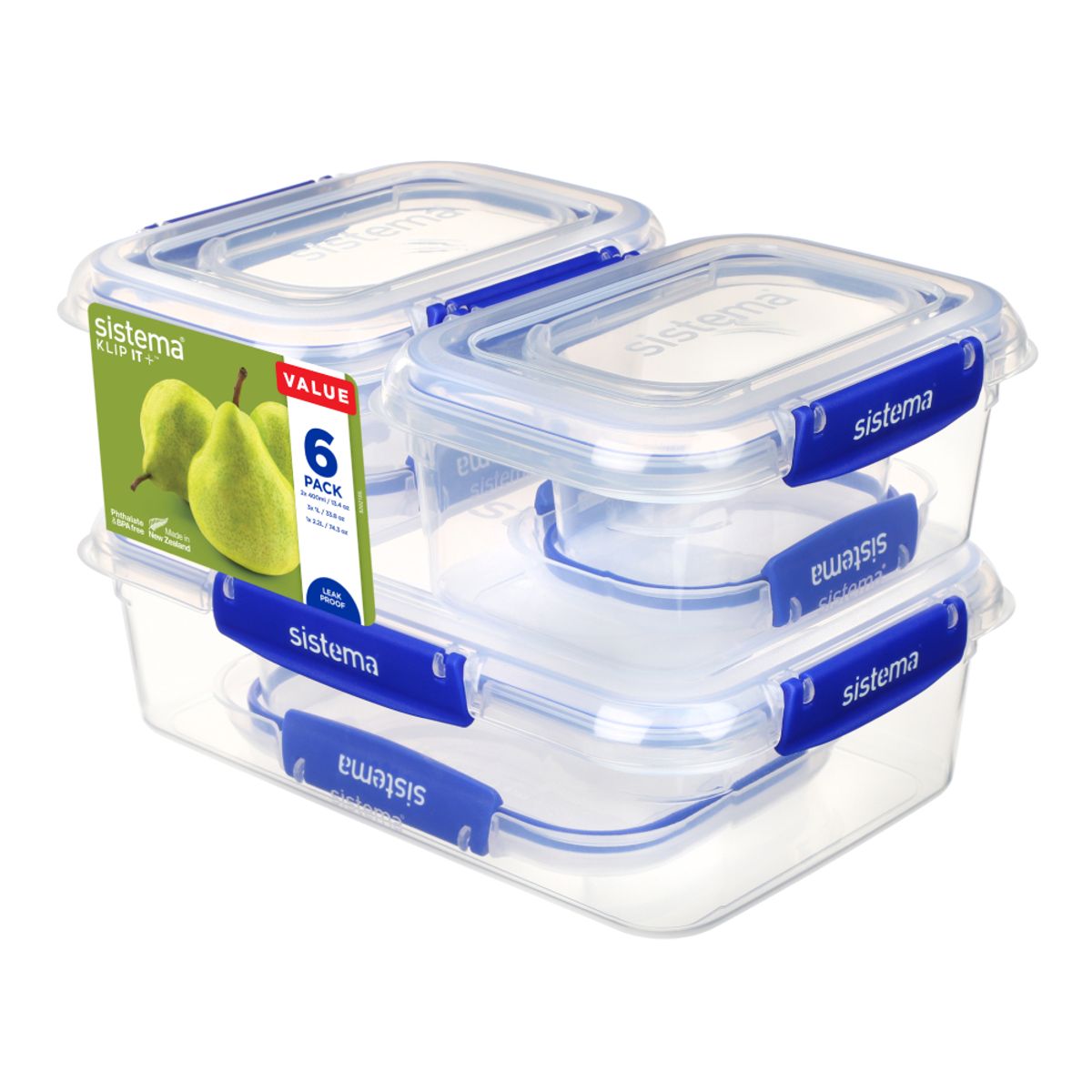 SISTEMA - Set de 6 Contenedores Herméticos Sistema Klip It Plus