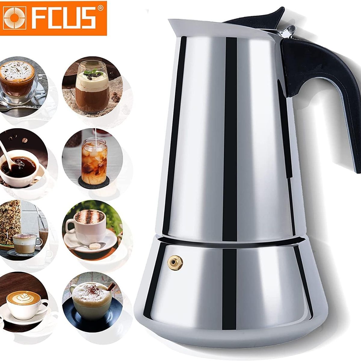 PAGANOOM - Cafetera Italiana de Café de Acero Inoxidable con Filtro Permanente