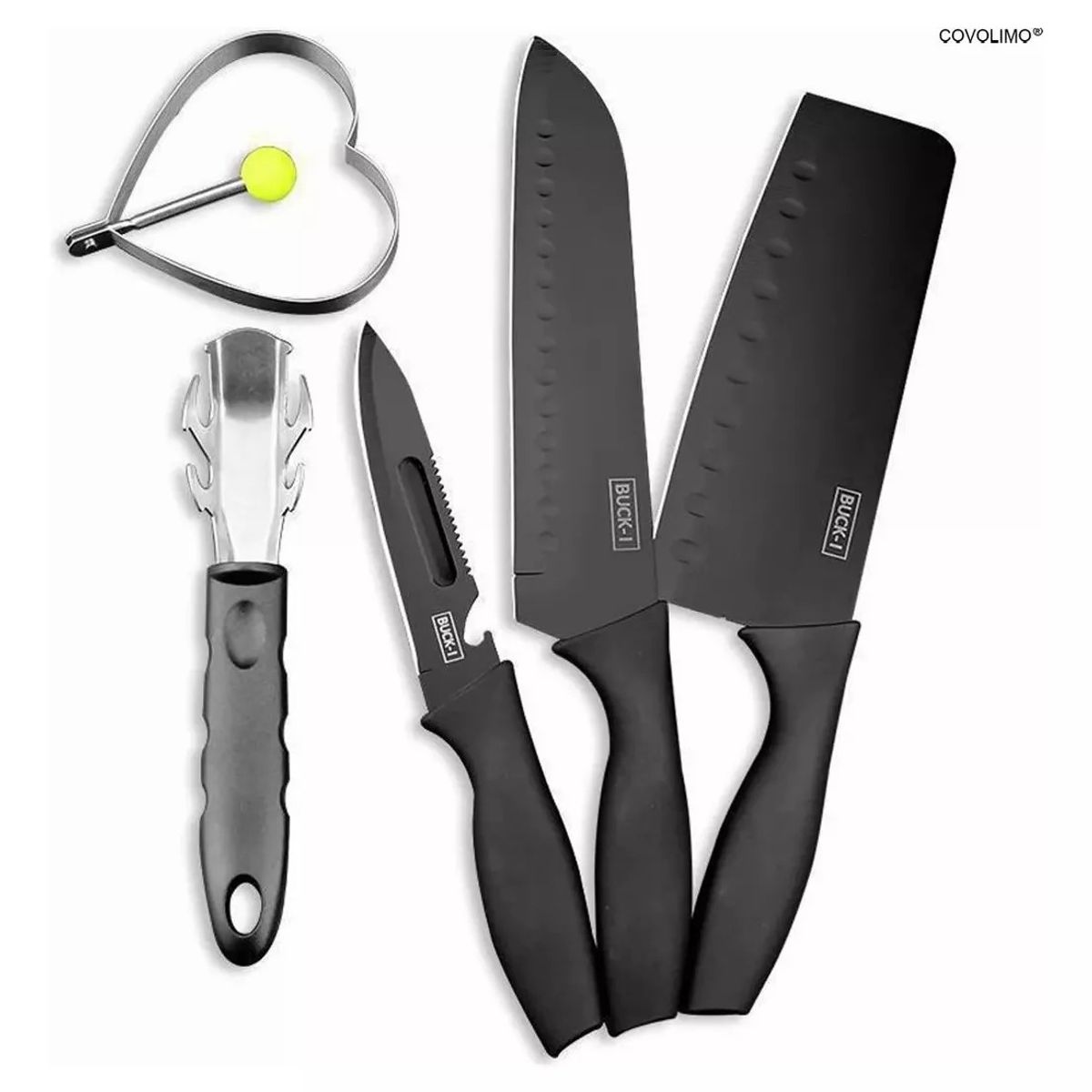 EDWINAYY - Set 5 Piezas Cuchillos Cuchillería Acero Inoxidable Cubierto