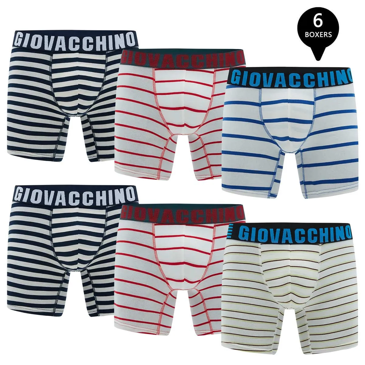 GIOVACCHINO - Pack de 6 Boxer Medio Algodon Hombre