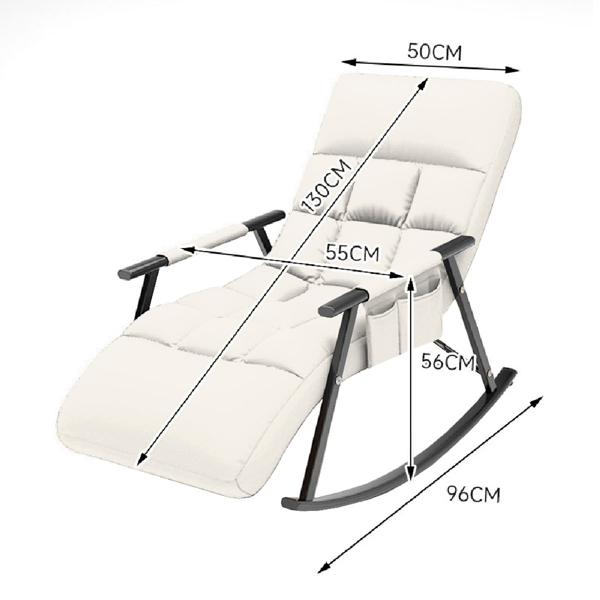 GENERICO - Silla Mecedora Reclinable Con Apoya Brazos Nórdica Ajustable Beige