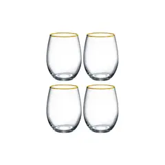 GLASSO - Set 4 Vasos Coctail Borde Dorado