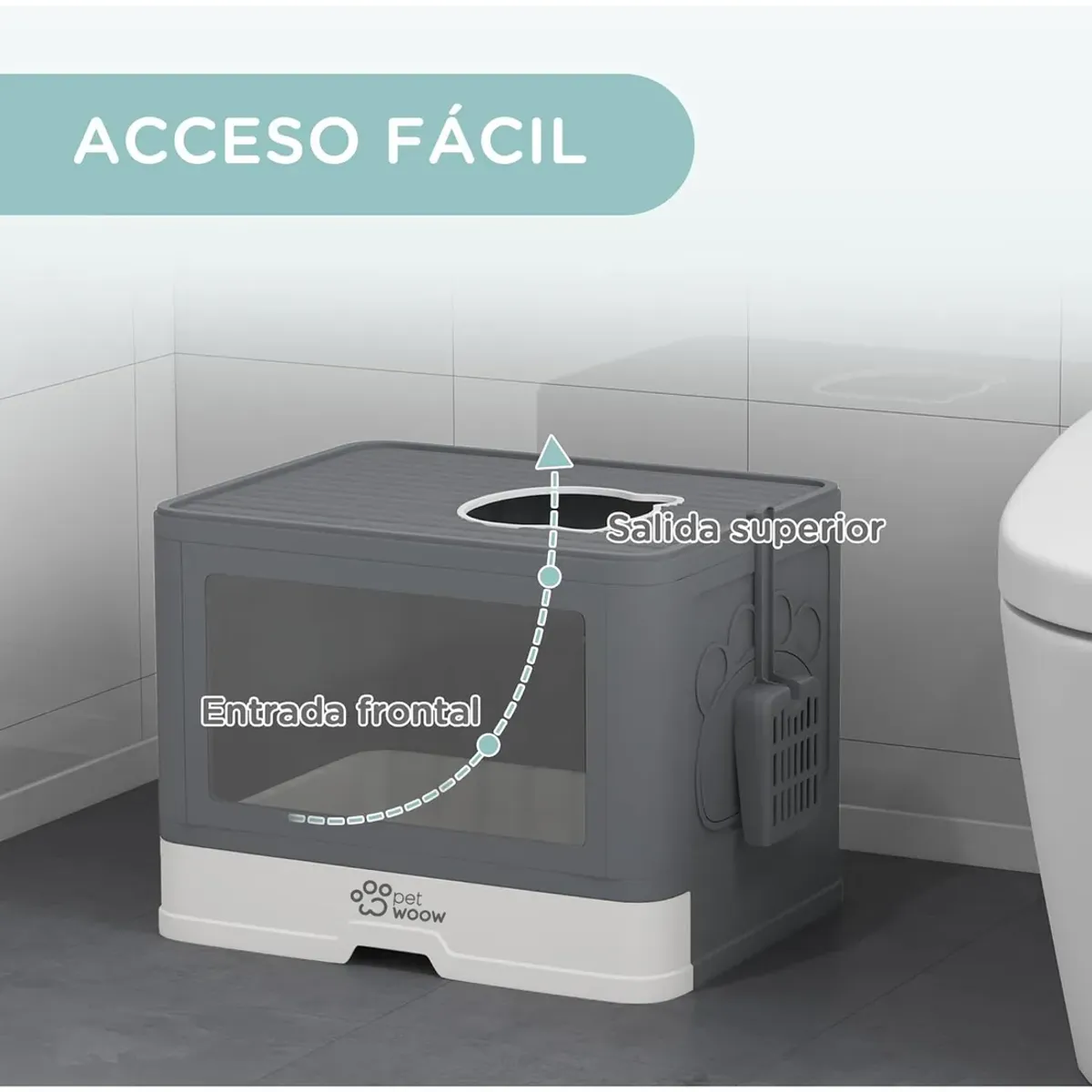 PETWOOW - Arenero Gatos Cuadrado 48x36x38 Petwoow