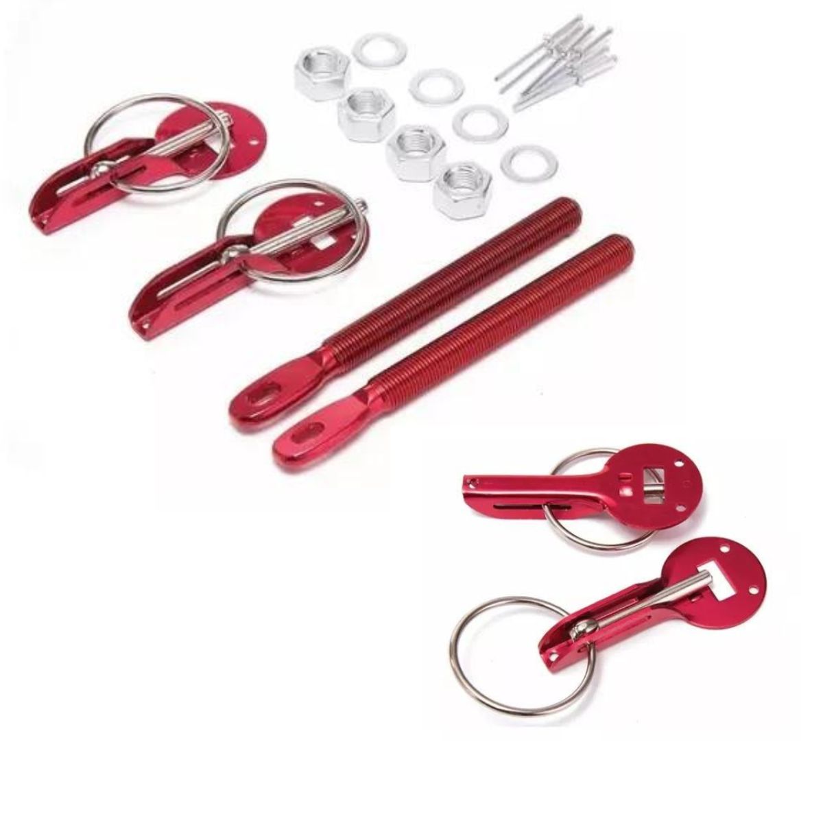 GENERICO - Kit De Cierre Sujetador Para Capot Rojo