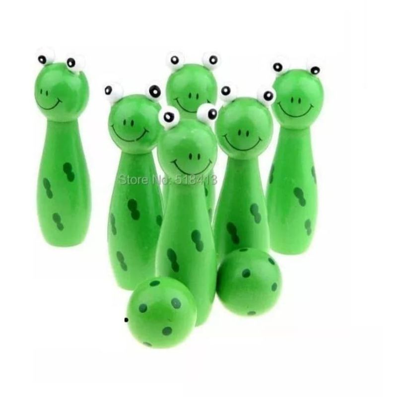 GENERICO - Set juego bowling pequeño 9cm de madera 9unds