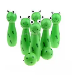 GENERICO - Set juego bowling pequeño 9cm de madera 9unds