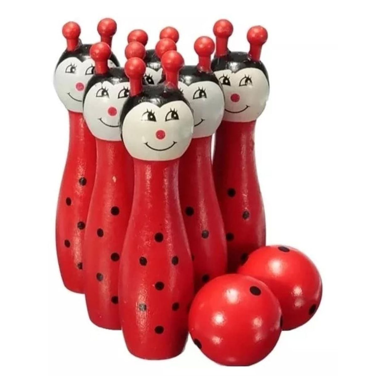 GENERICO - Set juego bowling pequeño 9cm de madera 9unds