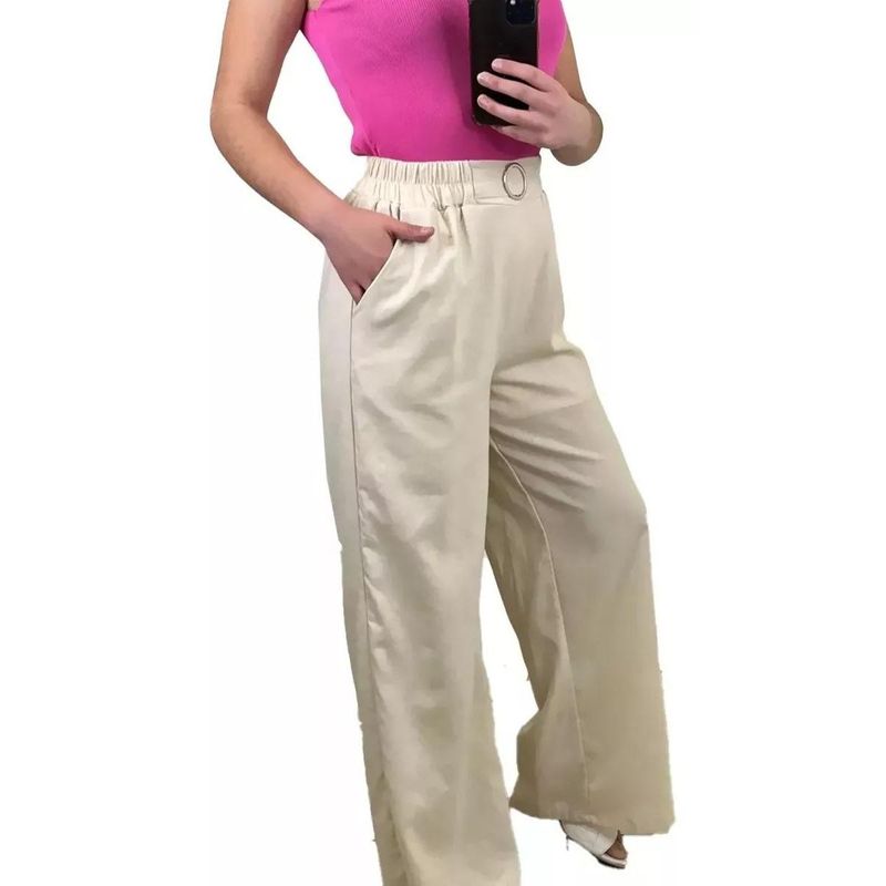 MPROPIA - Pantalón Lino Mujer Algodón Cintura Elasticada 011