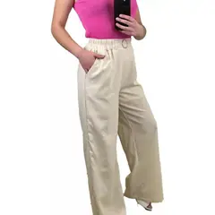 MPROPIA - Pantalón Lino Mujer Algodón Cintura Elasticada 011