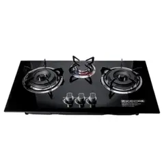 LINE - Cocina Encimera a Gas Placa Vidrio Templado 3 Platos
