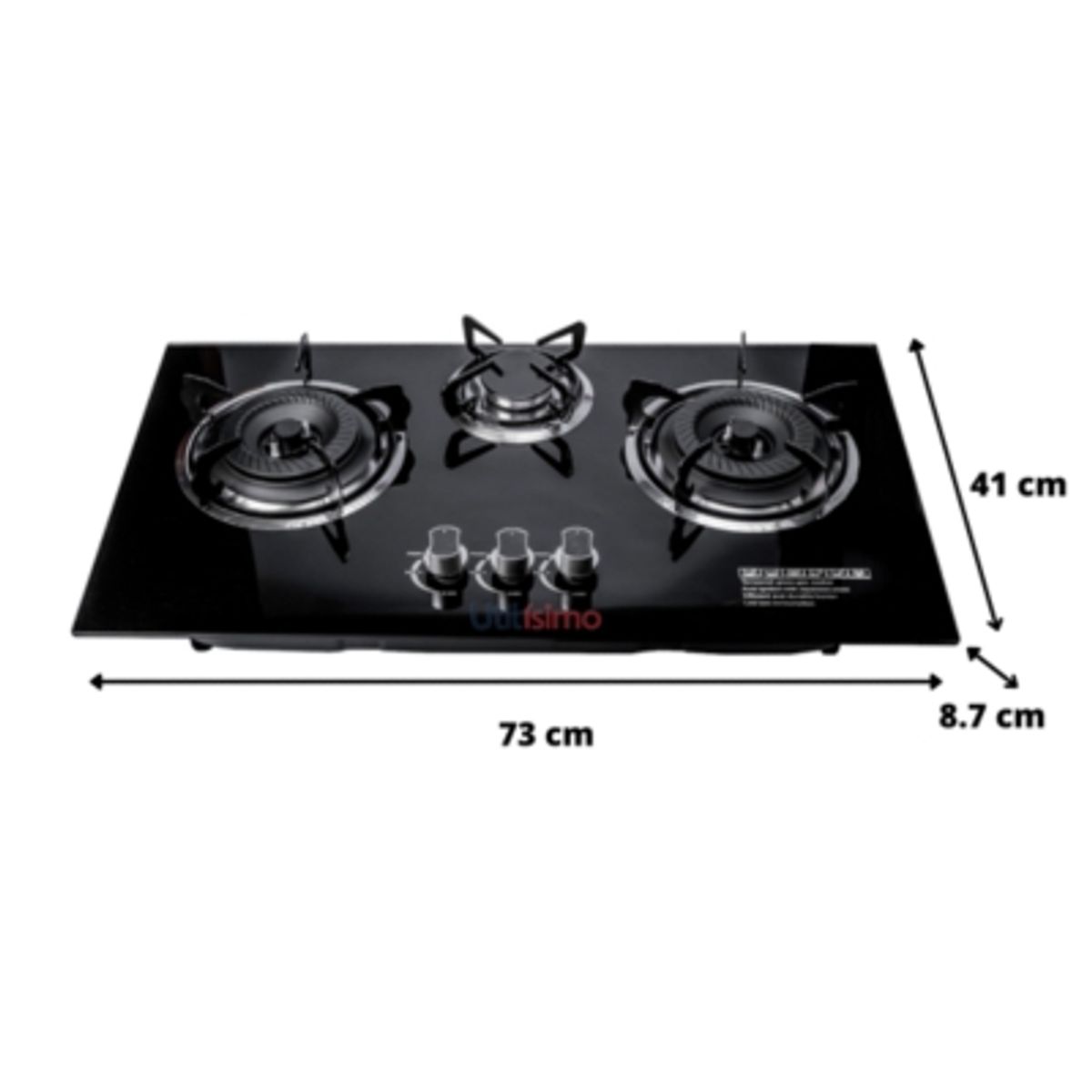 LINE - Cocina Encimera a Gas Placa Vidrio Templado LINE 3 Platos