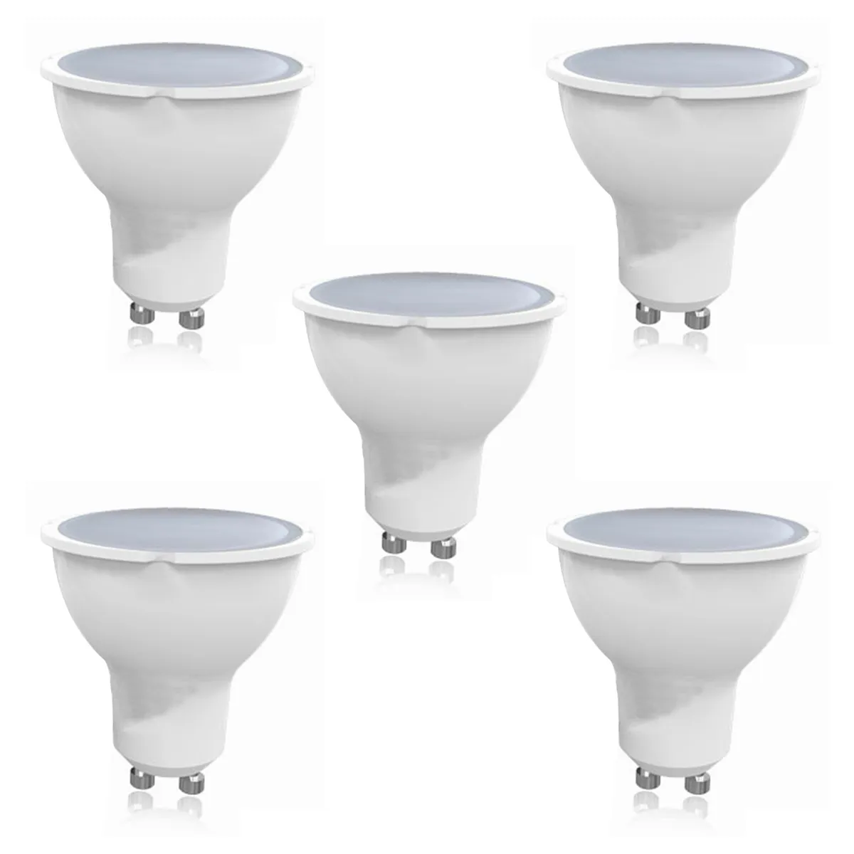 WANT - Pack 5 Ampolletas LED GU-10 7W Ángulo 38° Luz Cálida