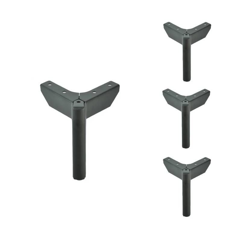 BLOCCARE - Patas Metalicas Para Muebles Con Placa De 12 Cm - Pack 4