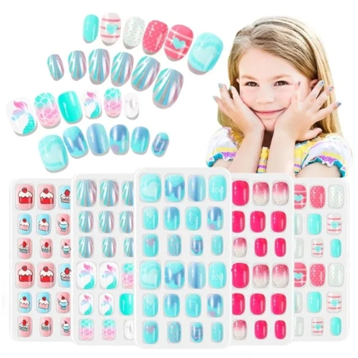 FLAMENCO - Uñas Postizas De Niñas Set De 24 Uñas