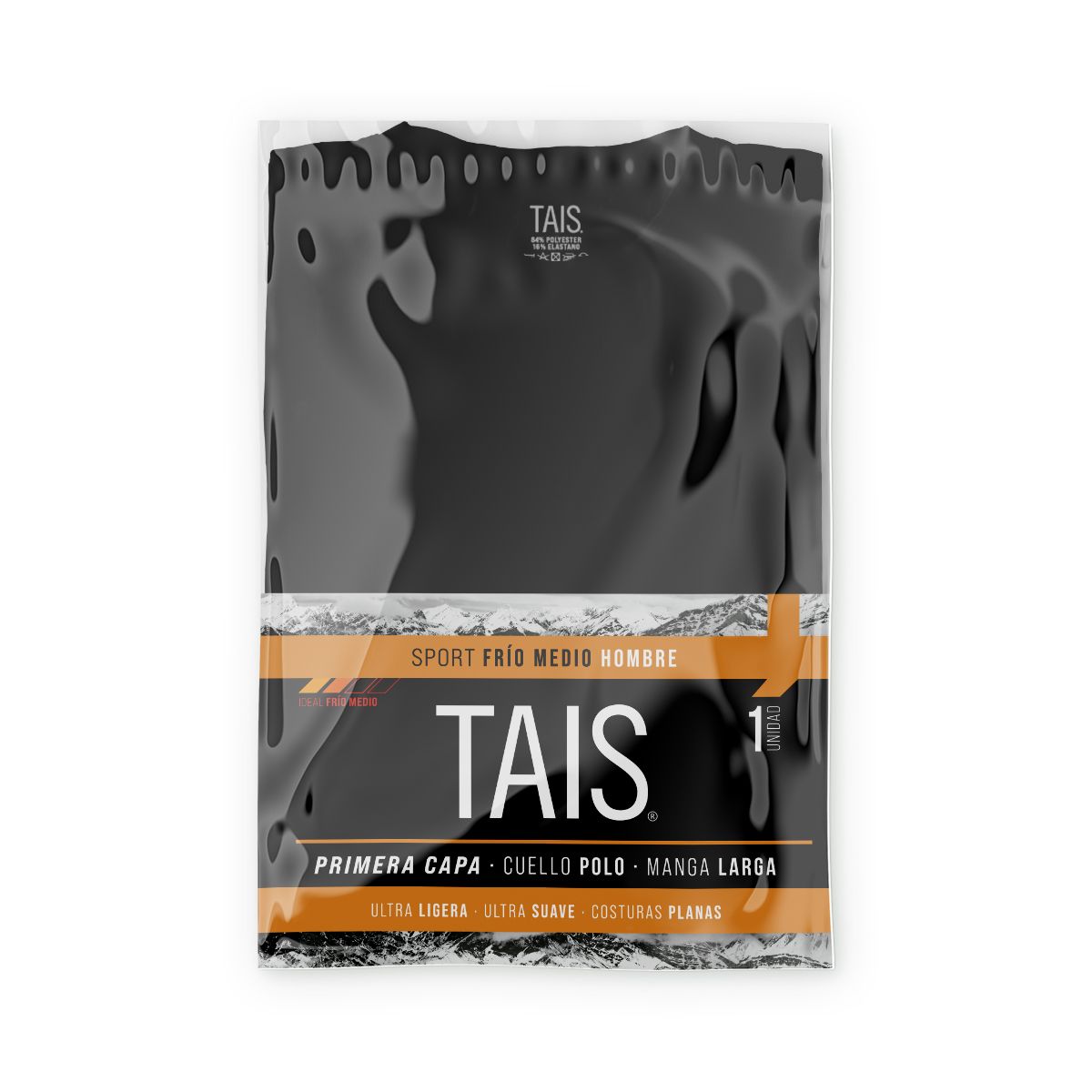 TAIS - Camiseta Sport Primera Capa Negro Tais