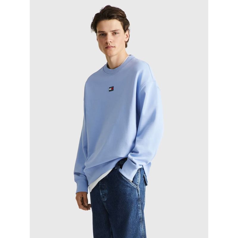 TOMMY HILFIGER - Polerón Relaxed Con Parche Celeste Tommy Jeans