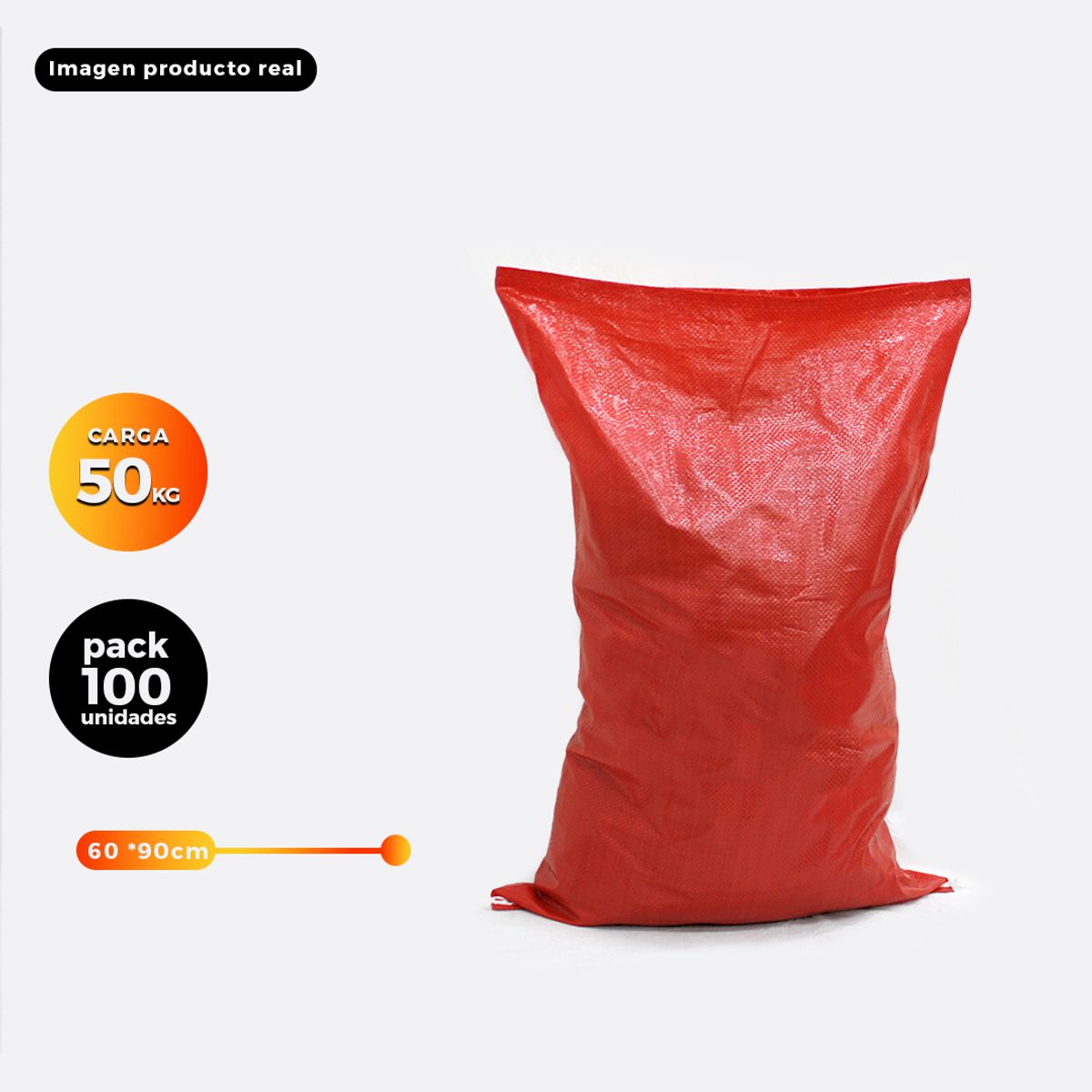 QRUBBER - Saco tipo Papero Rojo 50 kilos x 100 unid 60x90cm QRubber