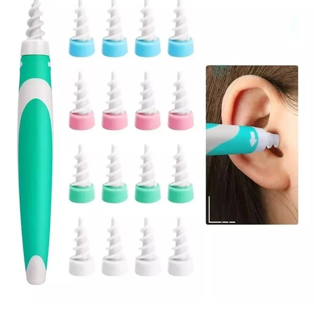 ESHOPANGIE - Kit de Limpieza para Orejas 16 puntas blandas limpiador oído