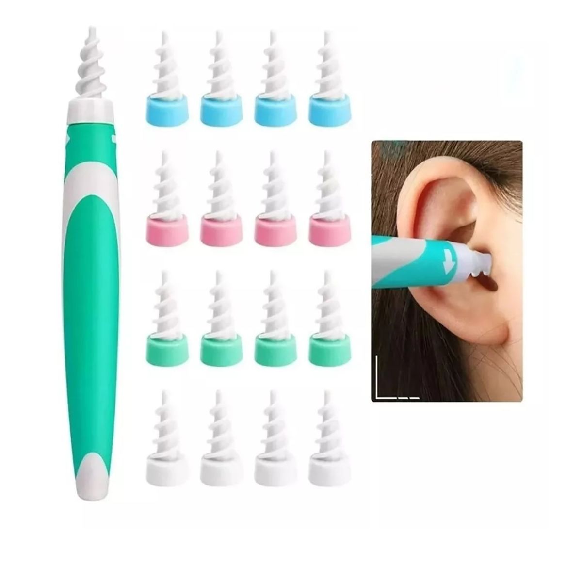 ESHOPANGIE - Kit de Limpieza para Orejas 16 puntas blandas limpiador oído