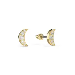 BLOOM CRYSTAL - Aros pequeños Half Moon con cristal de Austria en oro