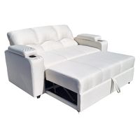 SOFA CAMA FUNCIONAL 2 PZ DECO LINO IMPERMEABLE CRUDO CON POSAVASO