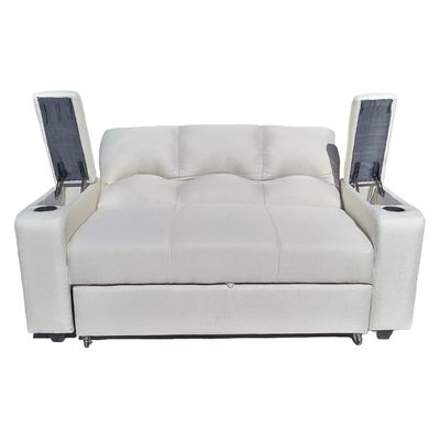 Imagen 2 del producto SOFA CAMA FUNCIONAL 2 PZ DECO LINO IMPERMEABLE CRUDO CON POSAVASO