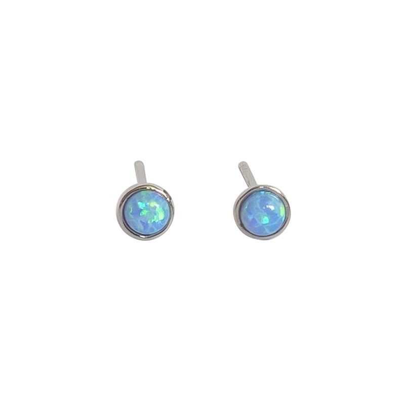 GENERICO - Aros Puntitos Ópalo Azules, plata 925 - Azul Zafira
