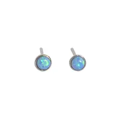 GENERICO - Aros Puntitos Ópalo Azules, plata 925 - Azul Zafira