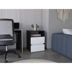 FMFURNITURE - Archivador - Blanco y Negro 70x50x50 cm