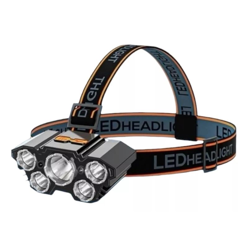 GENERICO - Linterna Led Minero Frontal 5 Led Impermeable Recargable Usb