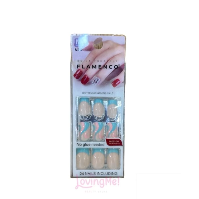 FLAMENCO - Uñas Press On Con Diseño Colores