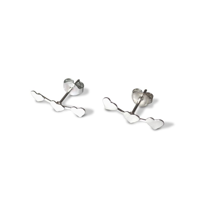ANDREA COGGIOLA JOYAS - Aros 3 Mini Corazones Plata Fina 925