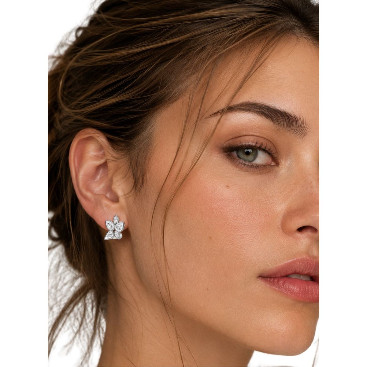 BLOOM CRYSTAL - Aros Edna Drop Mix Charms con Cristal Transparente y Baño en Platino