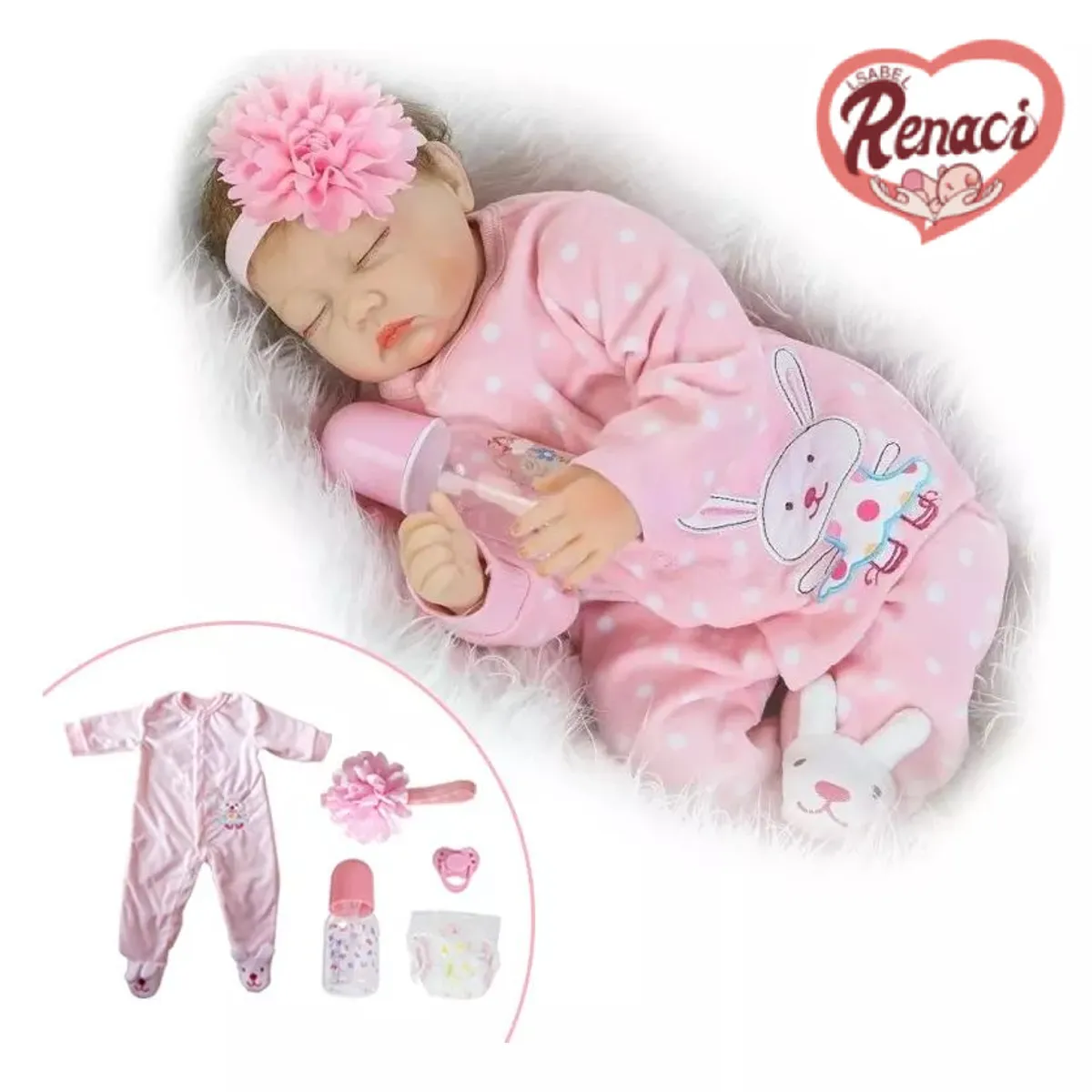 LSABEL RENACI - Muñeca Bebé Reborn De Silicona 55cm