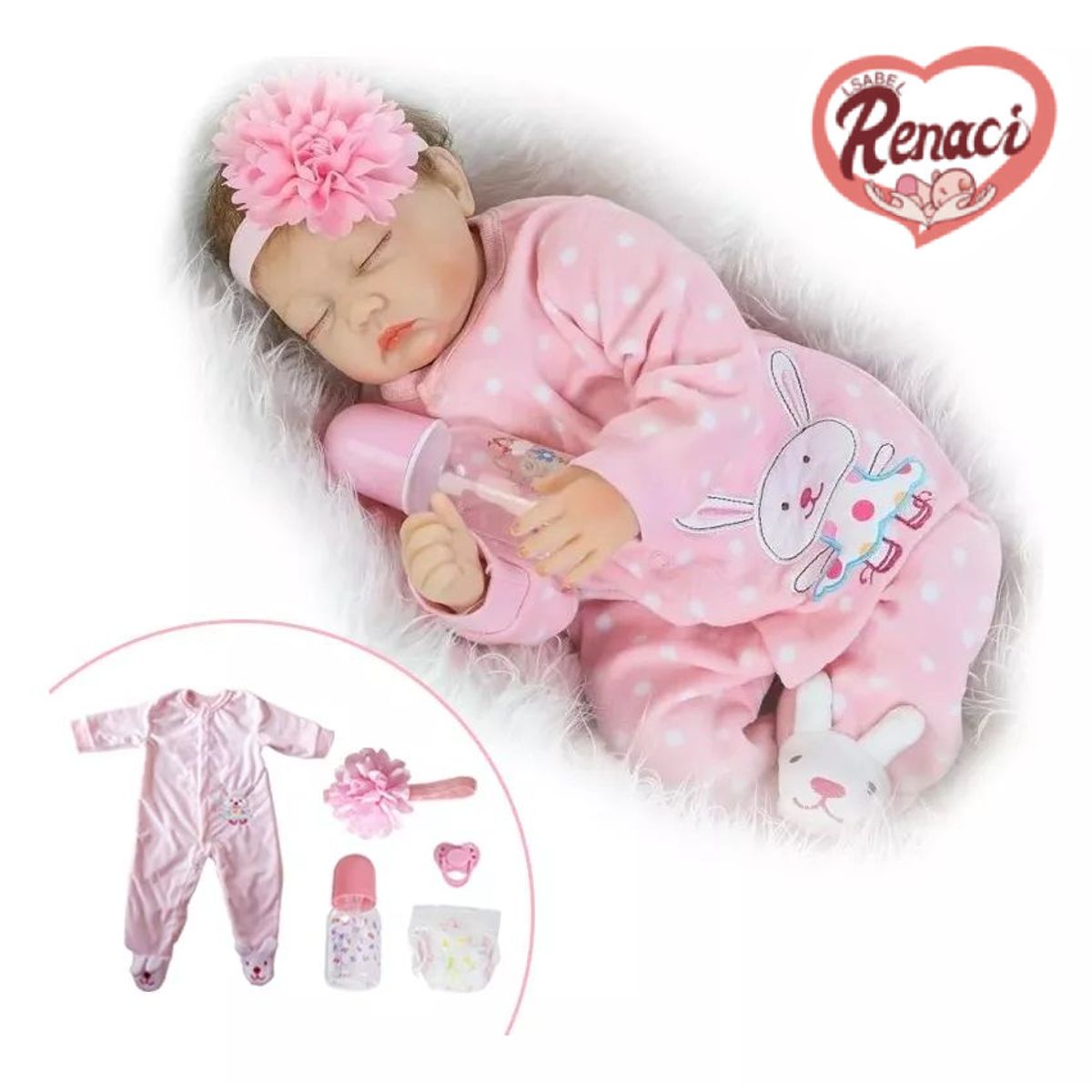 LSABEL RENACI - Muñeca Bebé Reborn De Silicona 55cm