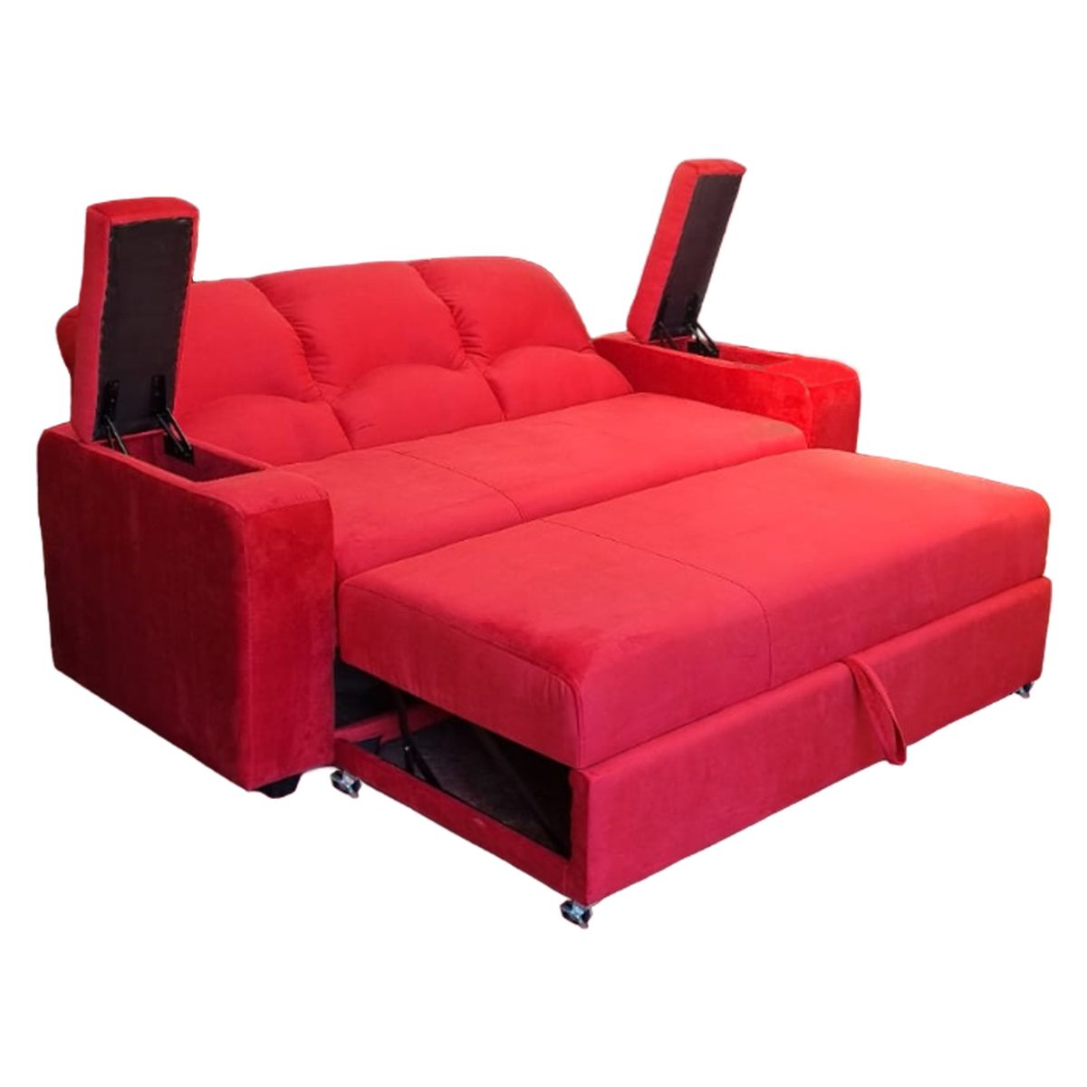 MUEBLERIA LATINA - SOFA CAMA FUNCIONAL 2 PZ DECO FELPA BURDEO