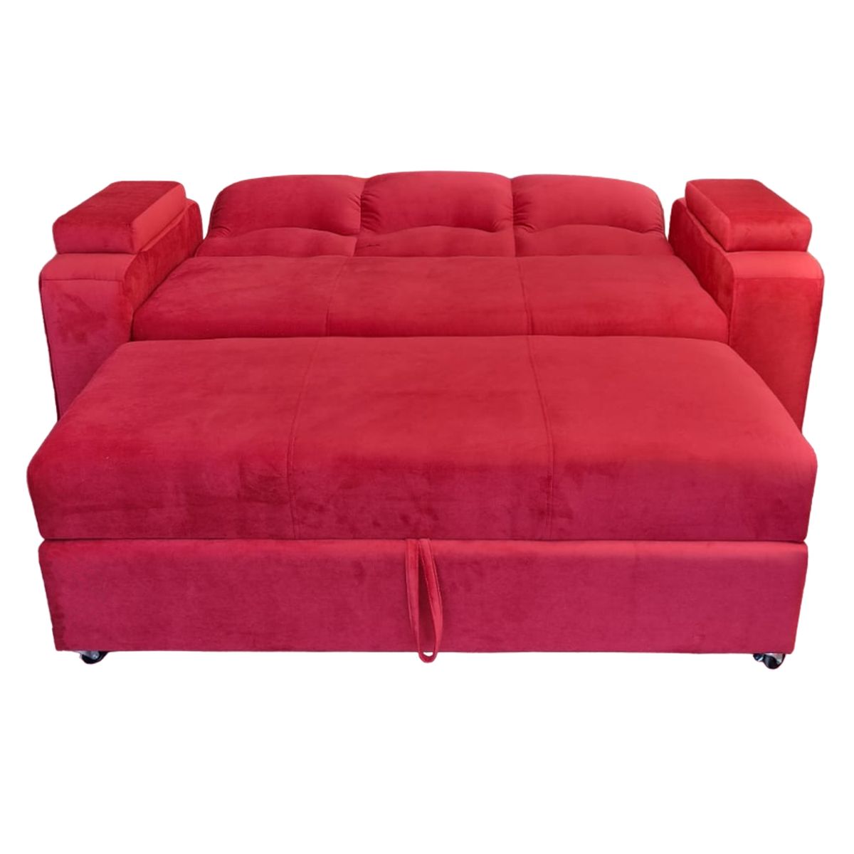 MUEBLERIA LATINA - SOFA CAMA FUNCIONAL 2 PZ DECO FELPA BURDEO